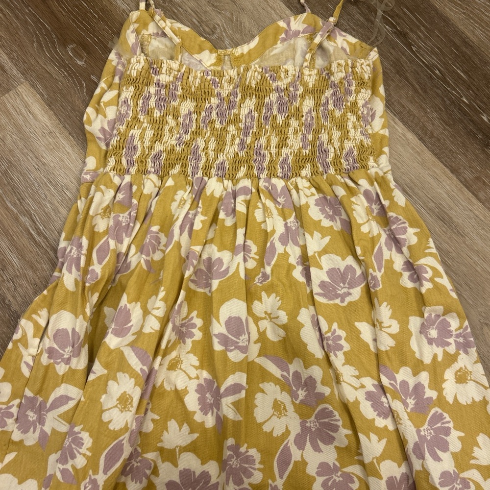 American Eagle Outfitters Yellow and Purple Smocked Top